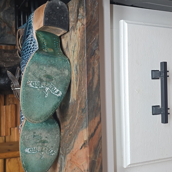 Freebird Blue Croc-Embossed Heels - Picture 2 of 4